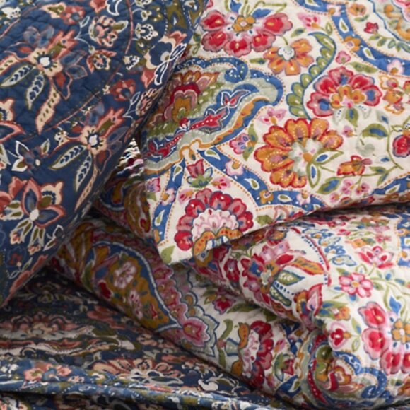 Garnet Hill Kaleidoscope Dream Quilt 100% Cotton Twin Blanket & Sham Set - Picture 2 of 7